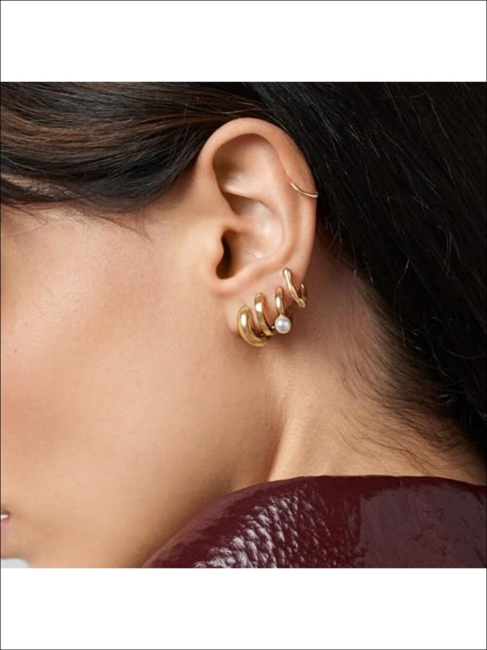 Stainless Steel Waterproof Hoop Earrings Lightweight Everyday Jewelry - Picture 3 of 4